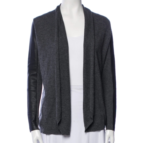The Kooples Wool and Leather Cardigan - Picture 1 of 8